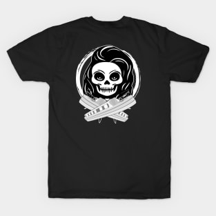 Roving Trader Skull and Narrowboat White Logo T-Shirt